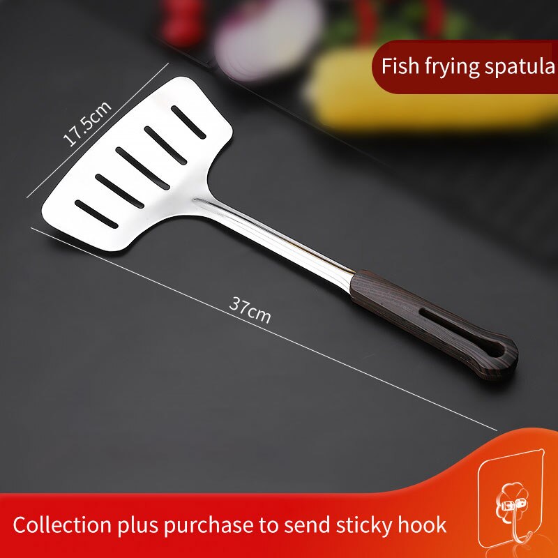 Spatula cooking utensils stainless steel household full set of colander kitchen utensils kitchen spoon cooking shovel soup spoon: Fish frying spatula