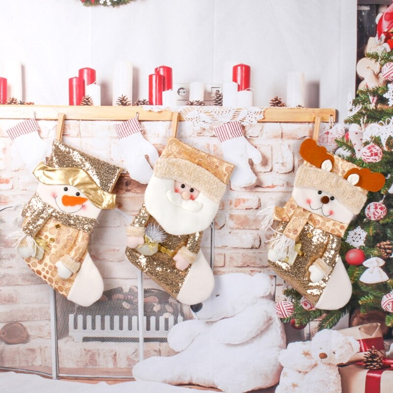 Kerst Kousen Grote Xmas Kous Decoratie 20 &quot;Pailletten Santa Sneeuwpop Rendier Kous Voor Home Decor