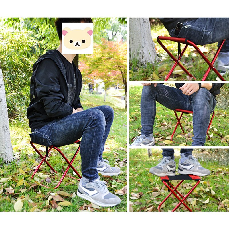 Outdoor Klapstoelen Licht Vissen Lokken Camping Barbecue Opgesteld Schets Ademend Mesh Vouwen Kruk Met Zak