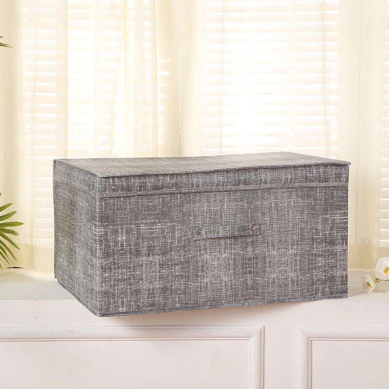 5 tailles boîtes de rangement avec couvercles Polyester tissu clair paniers de rangement conteneurs bacs avec organisateur de couverture: 60X40X30cm / Gris clair