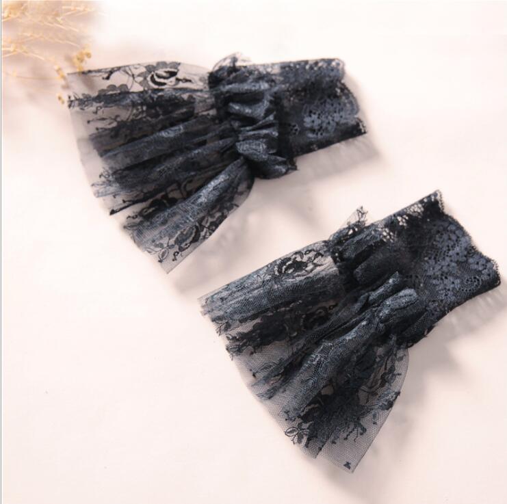 Mangas postizas con puños decorados, suéter salvaje de otoño e invierno, mangas decorativas con volantes abotonados, mangas plisadas de encaje para muñeca