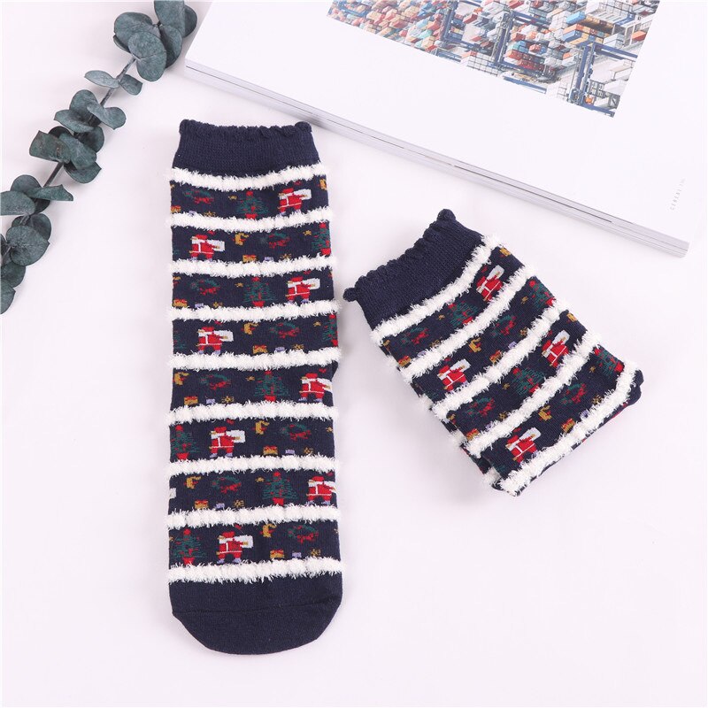 Women Socks Winter Warm Christmas Stereo Socks Cotton Cute Santa Claus Deer Socks Xmas Christmas Socks for girls: F
