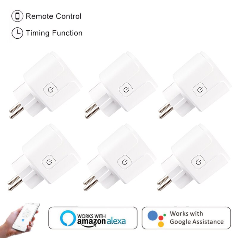 2/4/6 Stuks Smart Plug Eu 16A 100-250V Draadloze Afstandsbediening Voice Control Wifi Socket Met Power monitor Werken Met Google Home Alexa: 6 Pieces