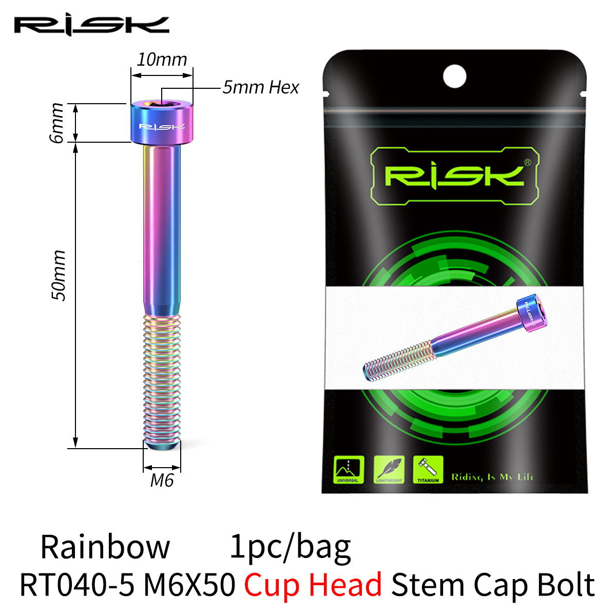 RISK 1PCS M6x30 M6x35 M6x40 M6x50mm Bicycle Headset Bolts Titanium Stem Cap Screws for Mountain MTB Road Bike M6*30/35/40/50mm: Pink