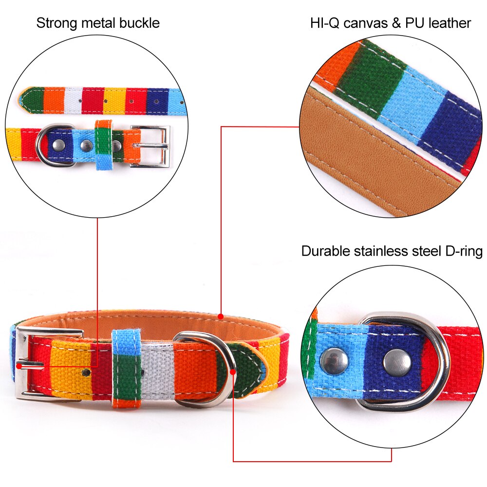Hondenriem, kleurrijke gestreepte basis hondenriem, halsband voor honden, puppytouw, hondentuigje, chihuahua, kattenriem, huisdieraccessoires  lx0002