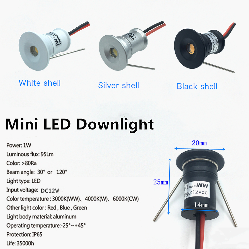Mini luces LED empotrables de techo de 12V, foco regulable de 1W, escaparate blanco y negro, dormitorio, , KTV, DJ, focos para escaleras DIY