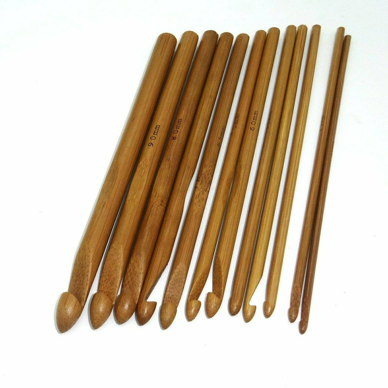 12 pçs/set Bambu Gancho de Crochet Agulhas de Costura Fios para Crochet Para Ferramentas De Tricô Para Fios de Tricô Fontes Do Ofício