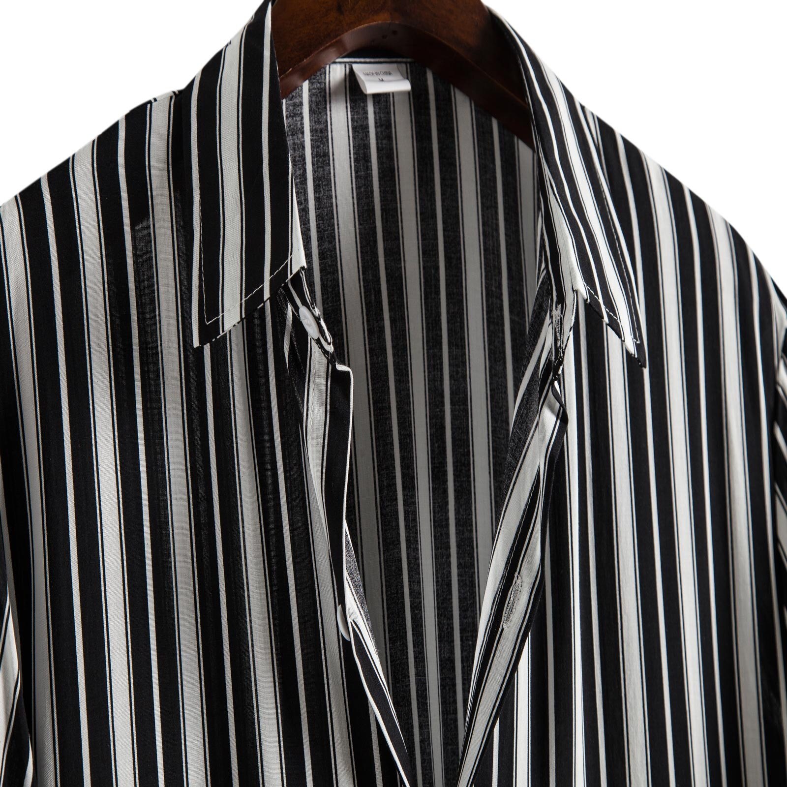 Hawaiian Shirt Man Black Stripe Shirt Turn-down Collar Shirts Short Sleeve Casual Beach Male Blouse Camisas Hombre