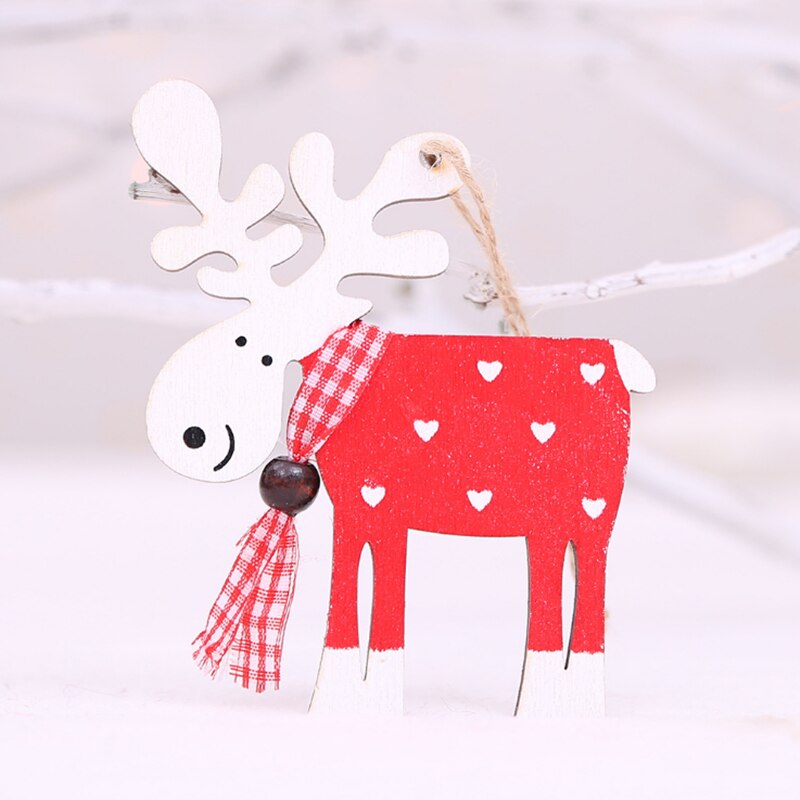 neue Weihnachten Holz Dekoration Anhänger Elch Weihnachten Baum Ornament Neue Jahr Weihnachten für Kinder: Style 3