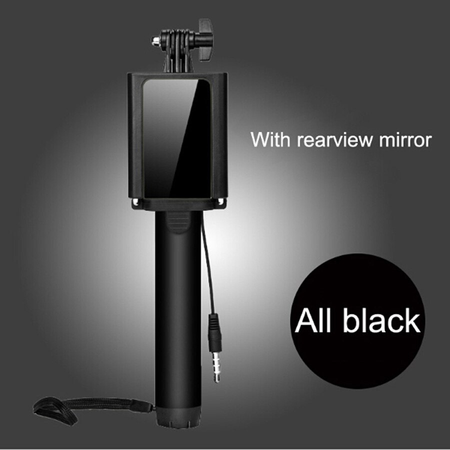 Para Iphone 6 5S samsung retrovisor Palo para selfies con espejo doblado De alambre De polo trípode/Palo Selfie De Pau De Palo Selfie Palo