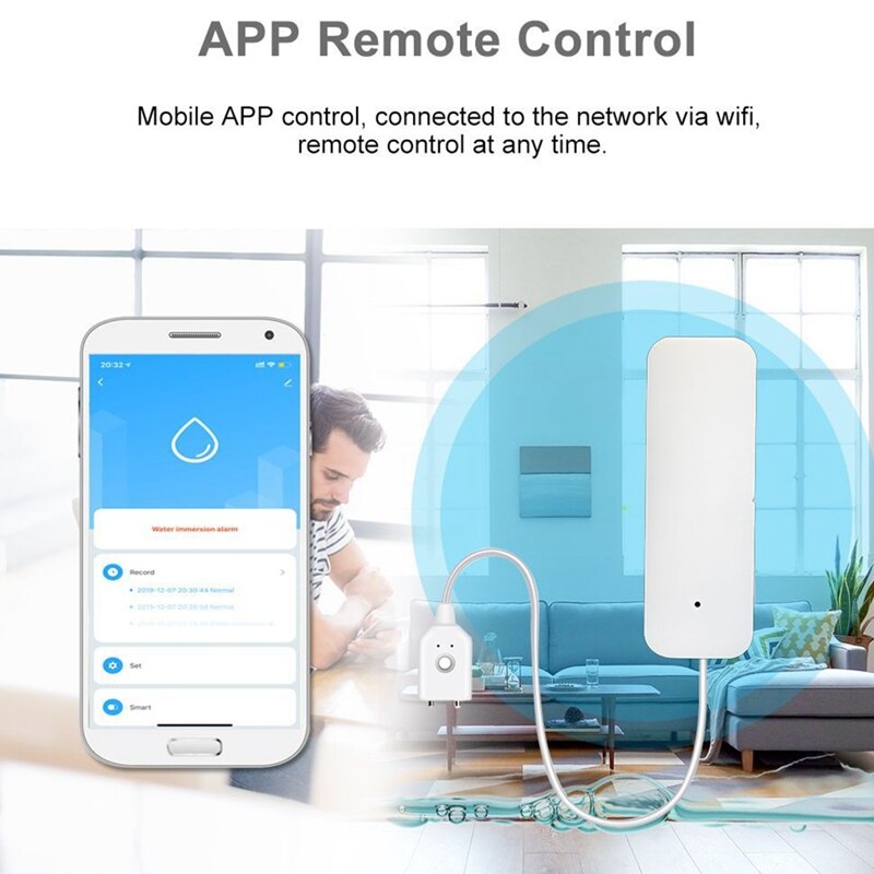 Smartlife APP Wifi Water Sensor Water Leak Detector Alarm Home Control IP67 Works with Tuyasmart / Smart Life APP Easy Installat