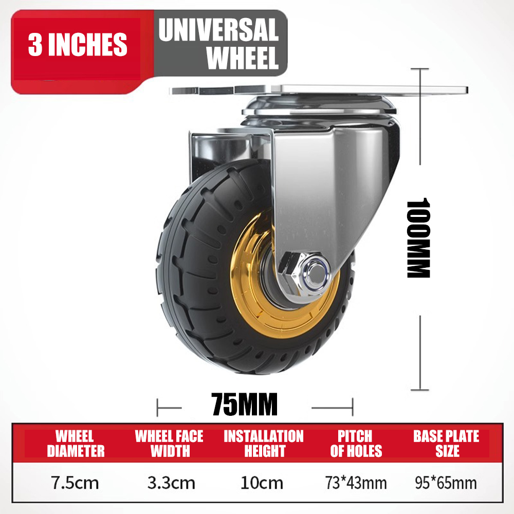 Caster Wheels 3/4/5inches Side Mount Small Rubber Furniture Castors Swivel Cartwheels for Trolley Cabinet: Orange
