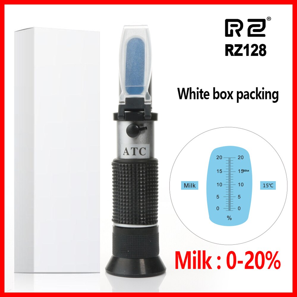 RZ lait Brix testeur mètre 0-20% ATC mesure précision lait réfractomètre outil portable lait Brix testeur mètre RZ128: RZ128 white box