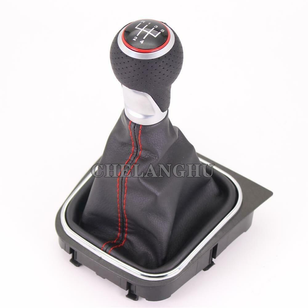 For VW Golf 6 A6 MK6 GTI GTD R20 Car-styling car 5 speed Gear shift knob pu leather Boot