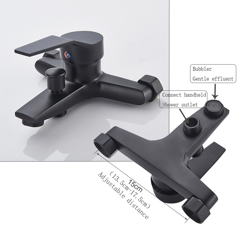 Matte Black Bathroom Shower Faucets Wall Mount Bathtub Faucet Cold Water Mixer Tap Mixer Control Valve With Handheld Shower