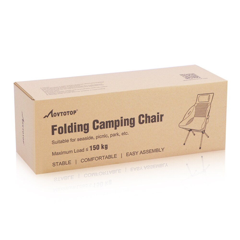 MOVTOTOP Folding Camping Chair Mesh High Back Ergonomic Armrest Beach Chair 45x87x100