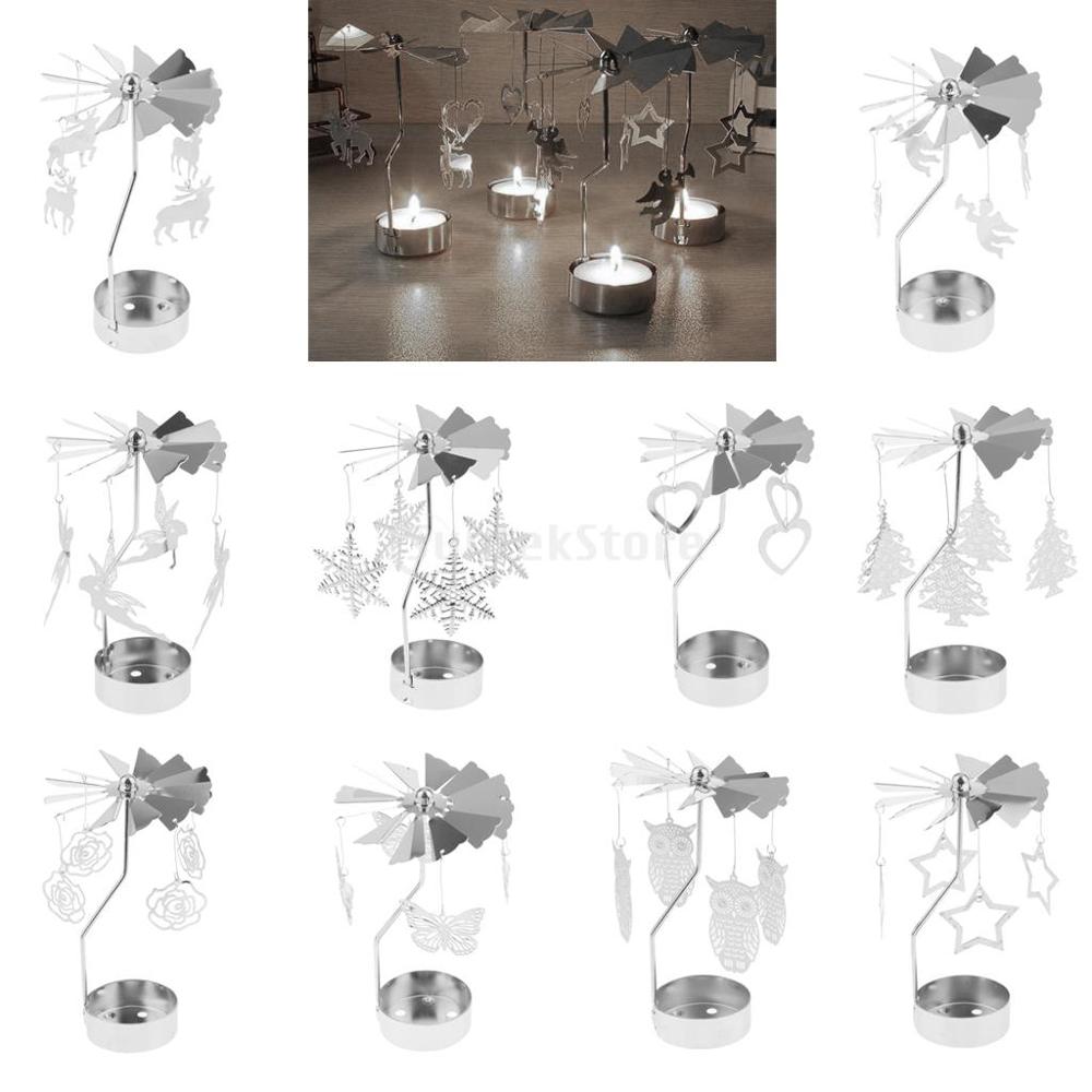 1x Thee Licht Kaars Houder Zilver Roterende Stijl Kandelaar Xmas Decor