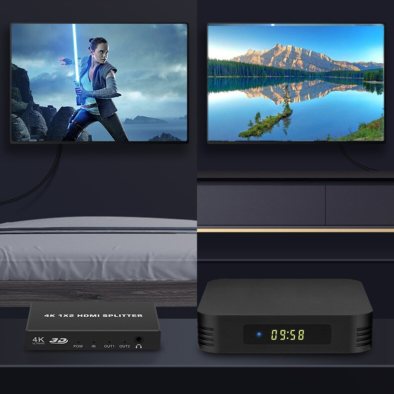 Hdmi Splitter Een Van Twee 4K Audio Splitter 30 Hdmi Een In Twee Analoge Audio-uitgangen