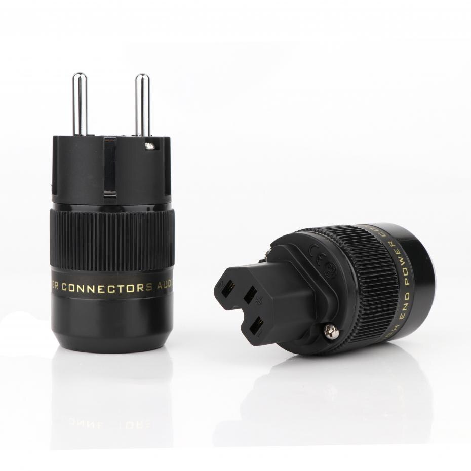 Schuko Power Plug EU Plug Hifi European plug Male Female Power Plug 24K Gold plated Rhodium silver Plated HIFI diy: B-Silver Plated