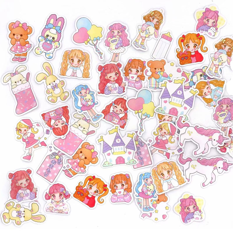 44pcs/lot Cute Girl Diary Planner Decorative Stickers Kawaii Animals Scrapbooking Label Stationery Journal Stickers