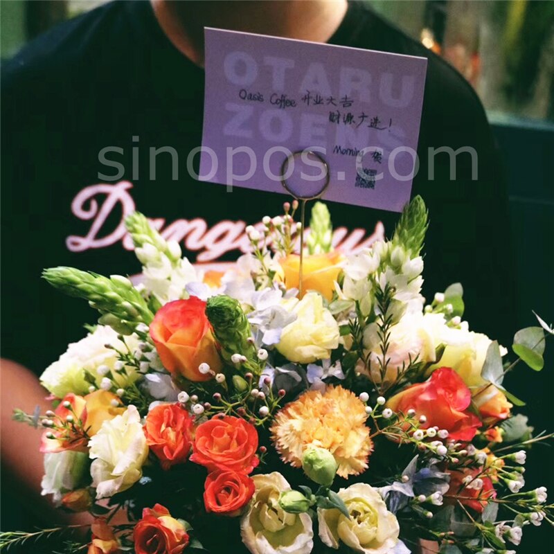 Floral Card Holder Picks, stainless steel wire coil loop ring sign clip flower arrangements food name tag memo DIY metal display