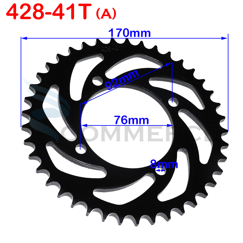420/428 Chains 35T/37T/39T/41T/43T/45T/48T Motorcycle Chain Sprockets Rear Back Sprocket Cog For 110cc 125cc 140cc Dirt Pit Bike: 428-41T  A