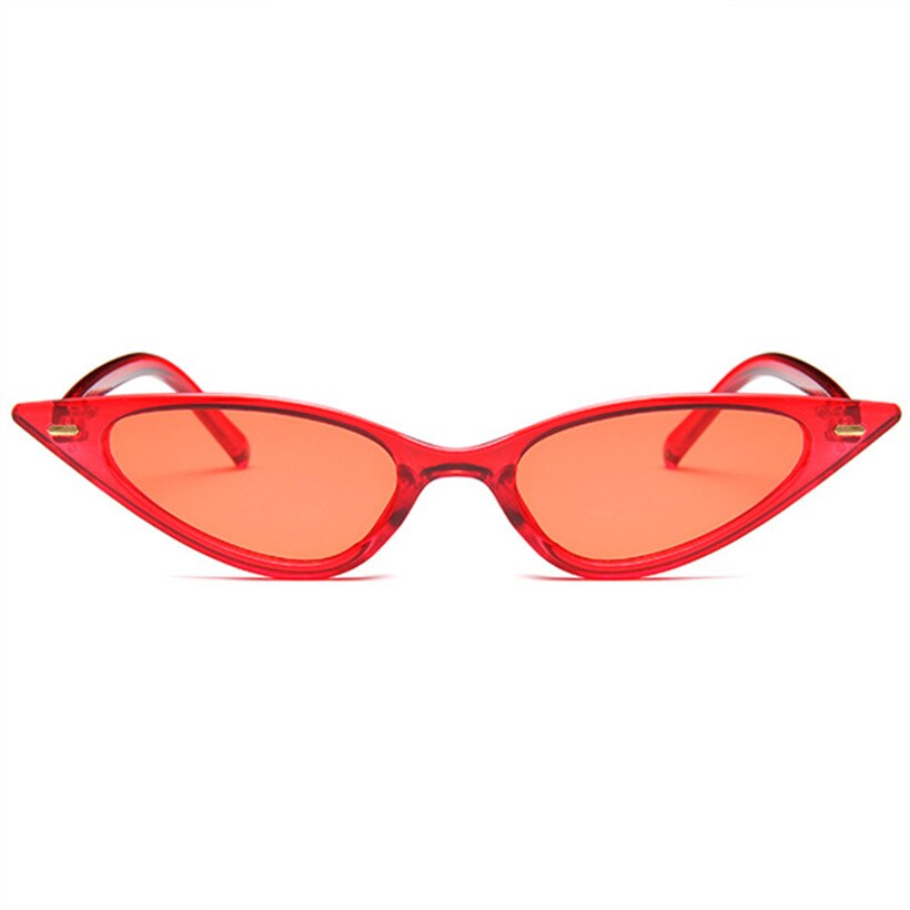 Vintage cat eye solbriller kvinder luksus små cateyes solbriller retro damer solbriller pink leopard briller: Rød