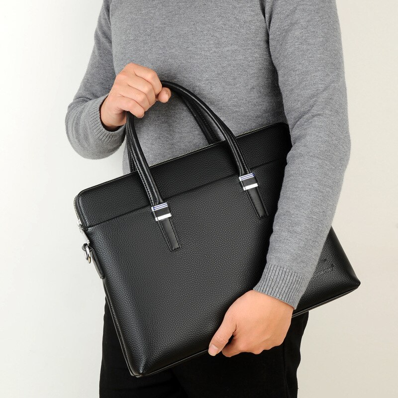 Men's PU Leather Briefcase - Business Shoulder Bag for Documents & Laptop