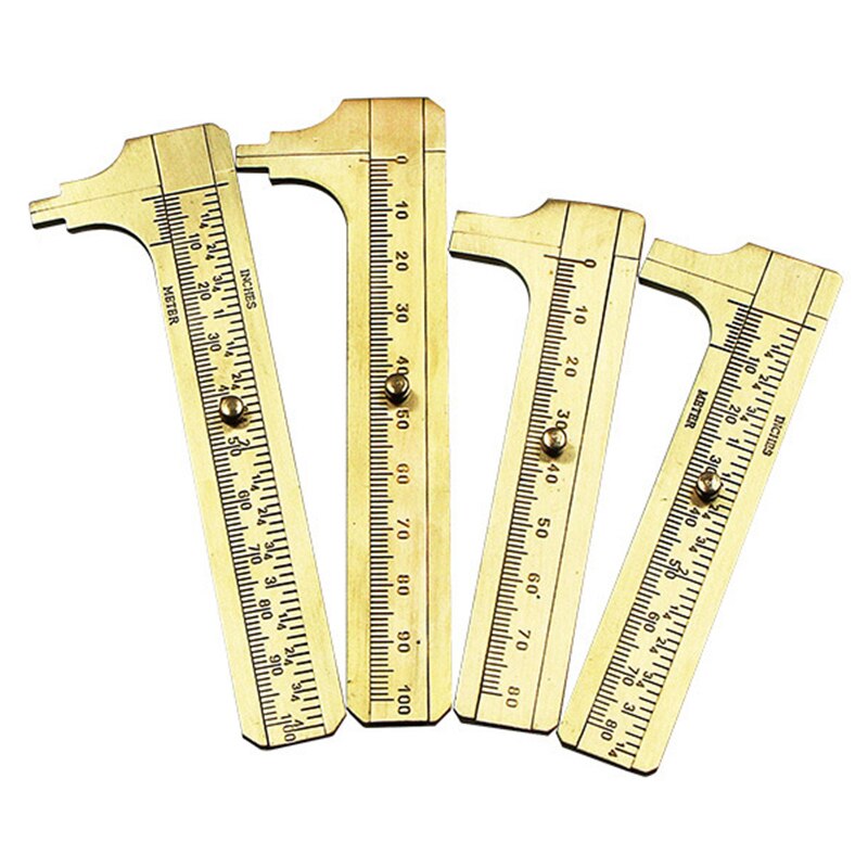 Mini Brass Scale 80/100mm Sliding Gauge Vernier Caliper Ruler Pocket Measuring Tool FAS6