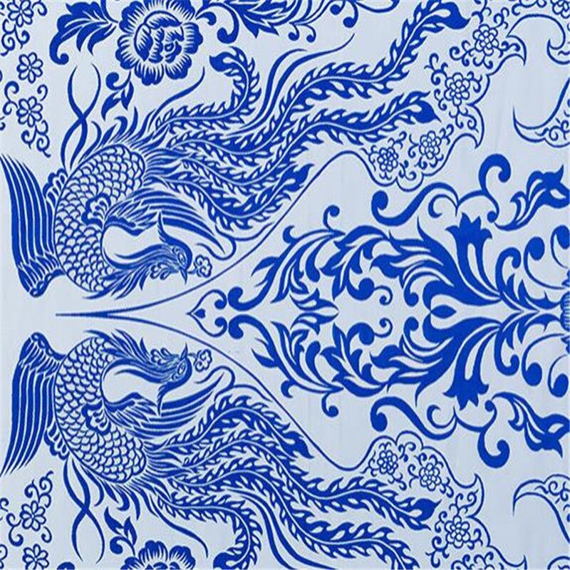 75 x 100cm blå og hvide porcelæn mønster brokade polyester jacquard stoffer til porcelænstøj: 4