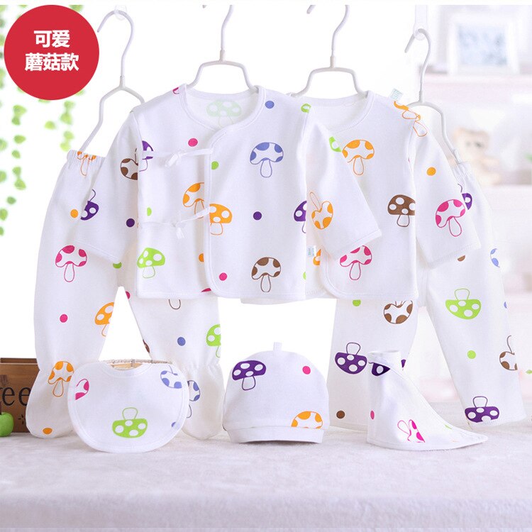 0-3M Baby Clothes set Newborn Boys Girls Soft Underwear Animal Print Shirt and Pants Cotton clothing 7 pcs