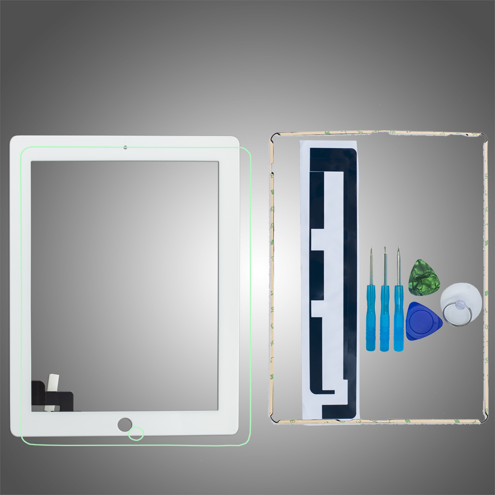 Voor Ipad 2 A1395 A1396 A1397 Touch Screen Digitizer Sensor Glas Panel Met Midden Frame + Gereedschap + Gehard Glas + Adhesive