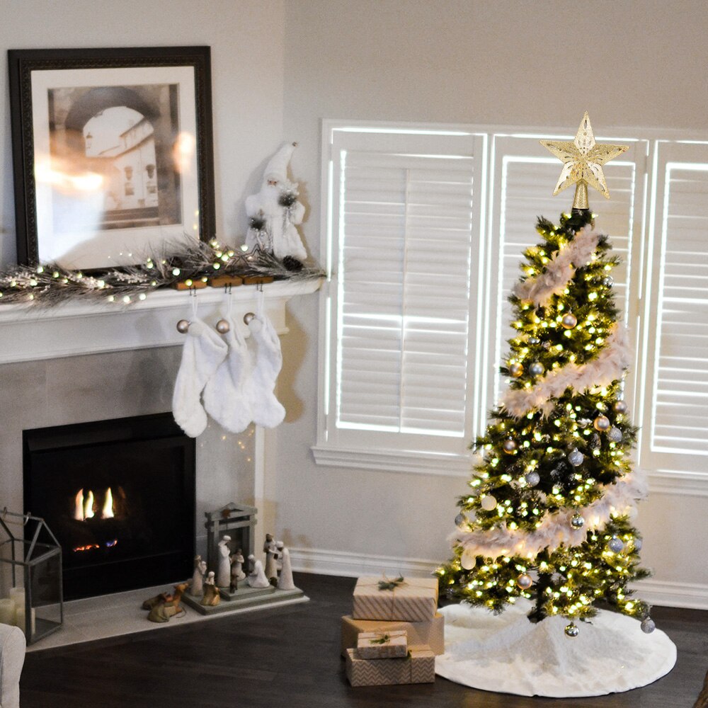 Stjerne juletræ topper led stjerne top snefnug projektor juletræ dekoration julefest hængende ornament
