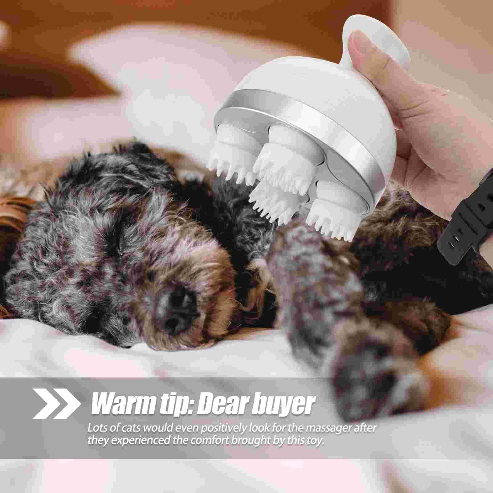 Masseur électrique pour animal de compagnie, appareil de massage à rotation automatique et omnidirectionnel, avec chargeur USB, amusant pour chien et chat (blanc)