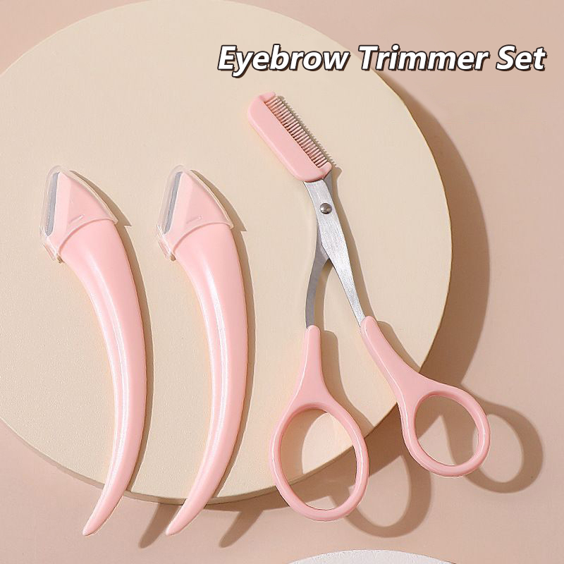 Maquinilla de afeitar para cejas, tijeras recortadoras de cejas, productos de belleza para mujeres, tijeras para cejas con peine, herramientas de maquillaje de belleza de acero inoxidable