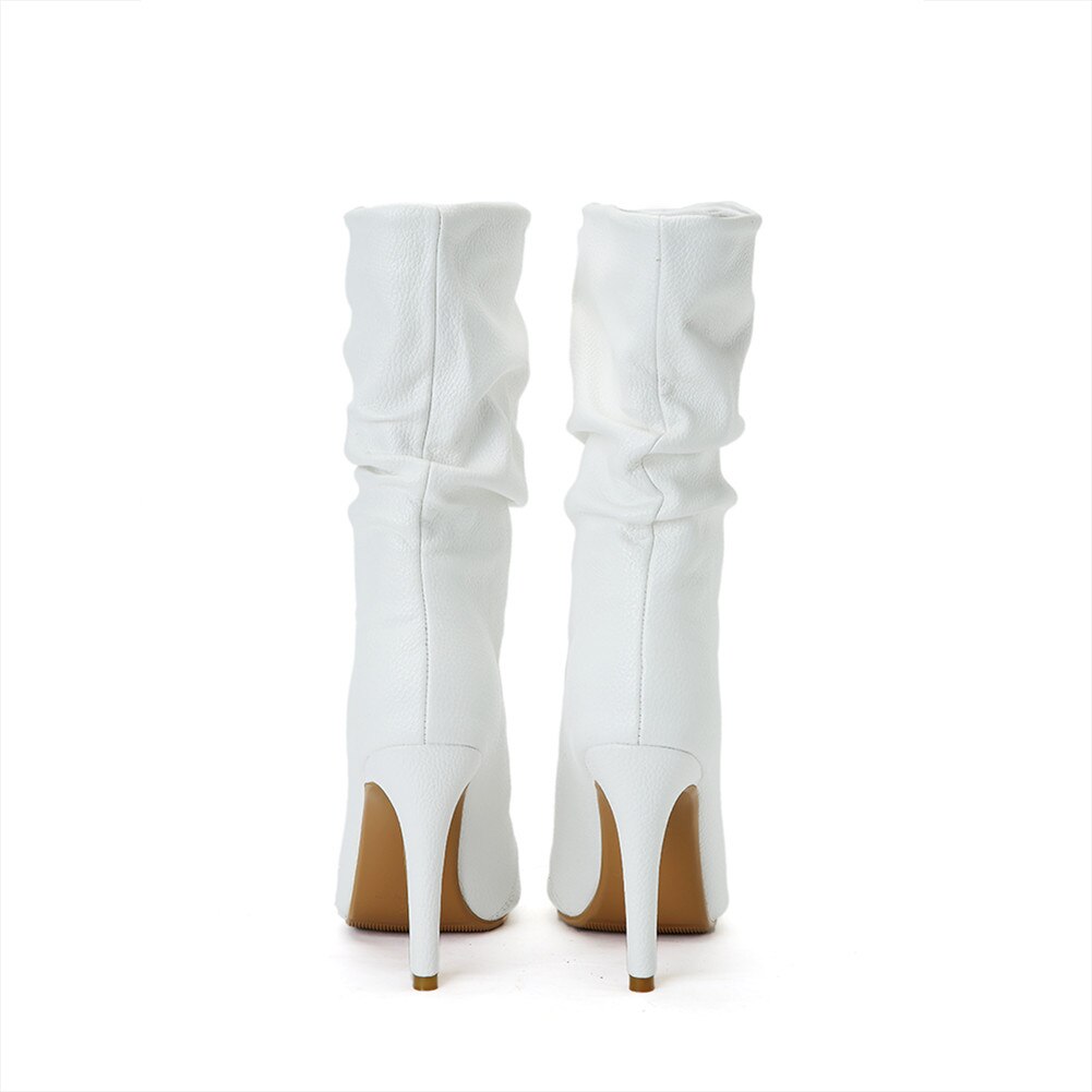 SARAIRIS – chaussures solides à bout ouvert et à talons hauts pour femme, bottes blanches à mi-mollet, 34 à 47, printemps automne