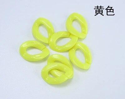 100pcs/lot Detachable Plastic colored buckle beads DIY Handbag Key Strap Necklace Accessories Acrylic Chain 17*23cm N204: yellow