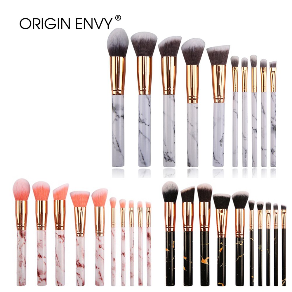 ORIGIN ENVY 10 Pcs makeup brush Set tools Powder Foundation Eyeshadow Lip Eyeliner Blush Marble Face Makeup Brushes