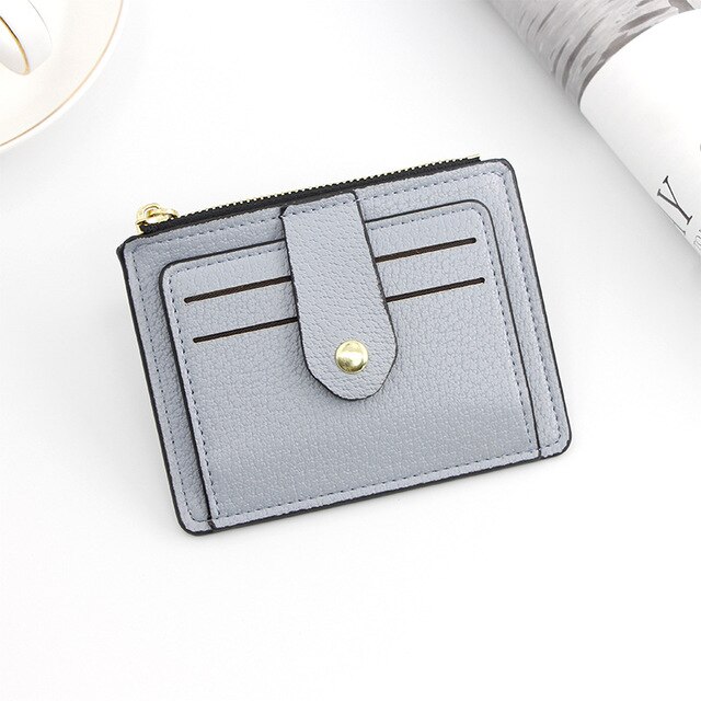 Porta carte di credito per uomo e donna portafoglio in pelle PU con tasca portamonete: Light Blue