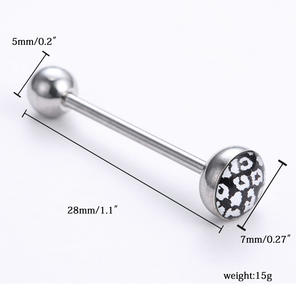 JFORYOU 14G Stainless Steel Tongue Rings Straight Barbells Heart Shape Rose Shape Tongue Piercing Jewelry - Product Details