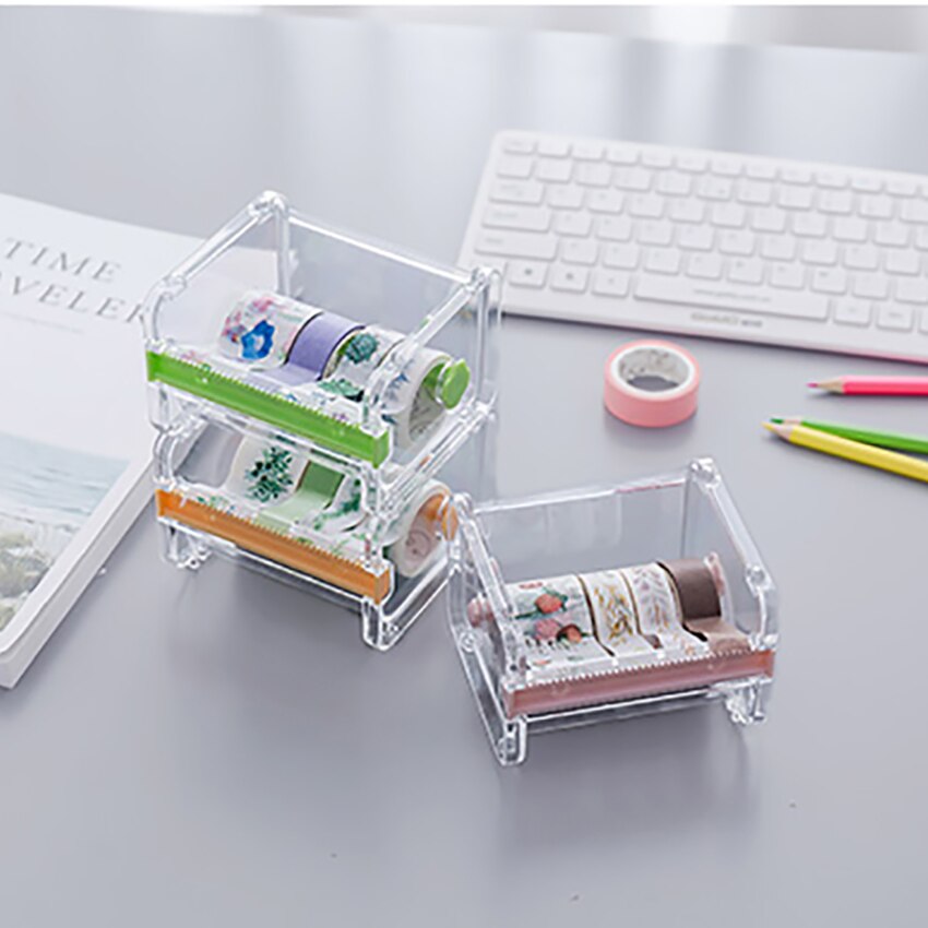 Stationery Masking Tape Cutter Transparent Tape Storage Organizer Cutter Desktop Office Tape Dispenser Office Supplies Cuttings