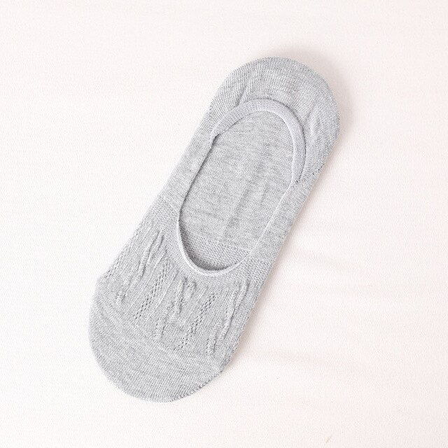 Women Socks Lady Casual Breathable Ankle Boat Socks Girls Invisible Non-slip Cotton Socks Women Low Cut Socks: Gray