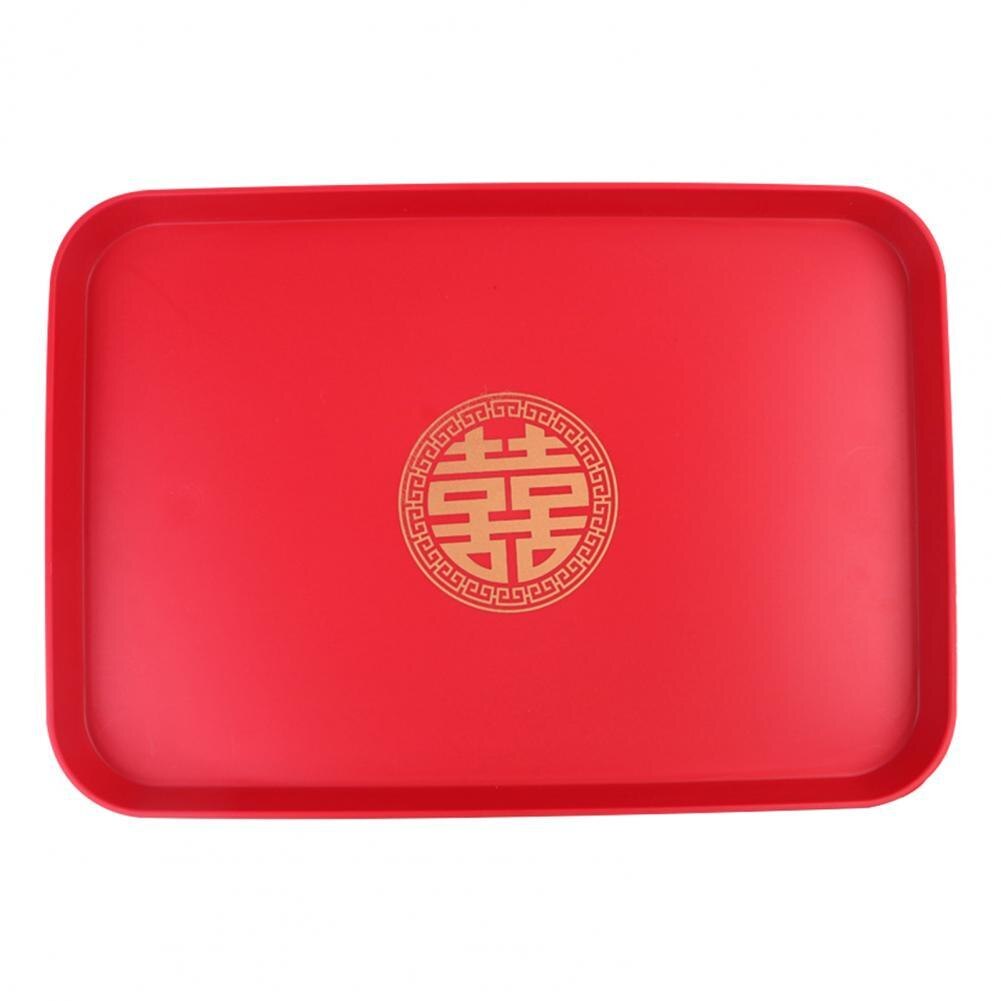Chinese Traditional Red Tea Tray Bright Color Table Serving Tray Food Plate Wedding Decor plateau de service поднос для декора: Square