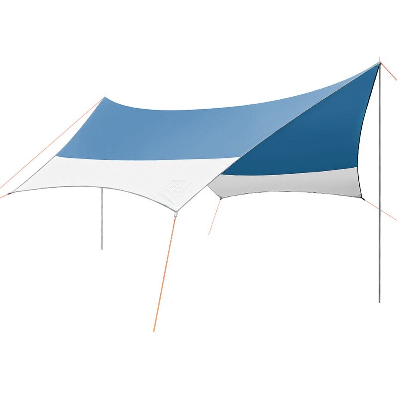 Portable Sun Shelter Awning Beach Outdoor Camping Garden Sun Awning Canopy Sunshade Hammock Rain Fly Tarp Waterproof Tent Shade: Blue-White