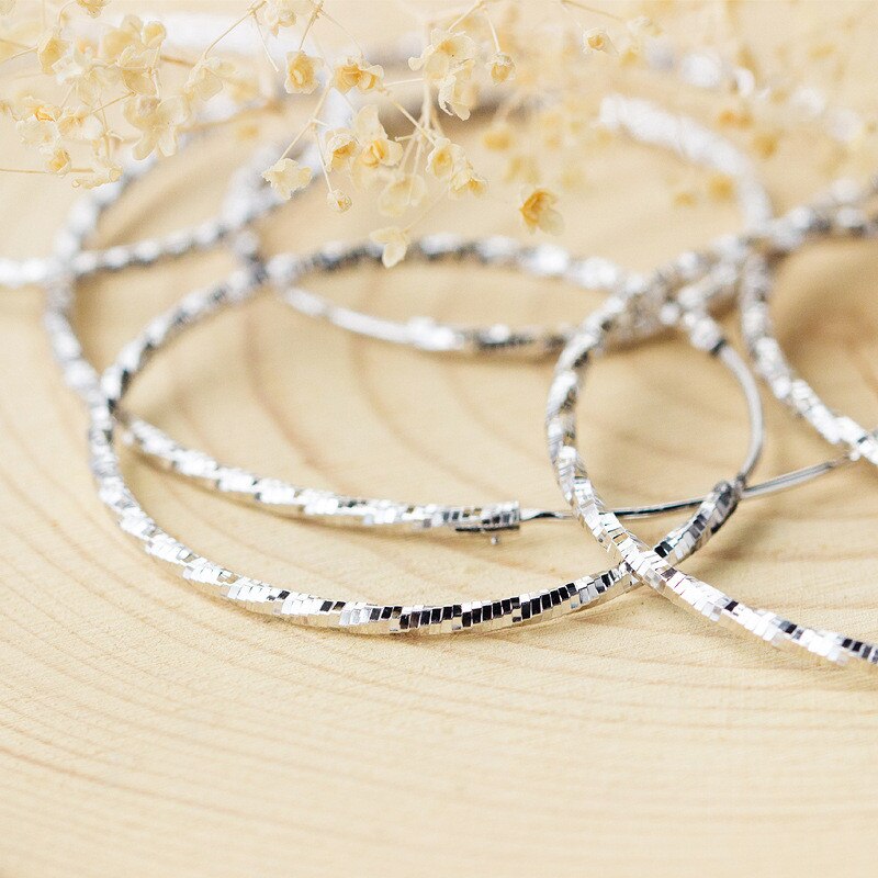 Inzatt Real 925 Sterling Zilver Minimalistische Hyperbool Ronde Sparkling Big Hoop Oorbellen Voor Verjaardag Party Mode-sieraden