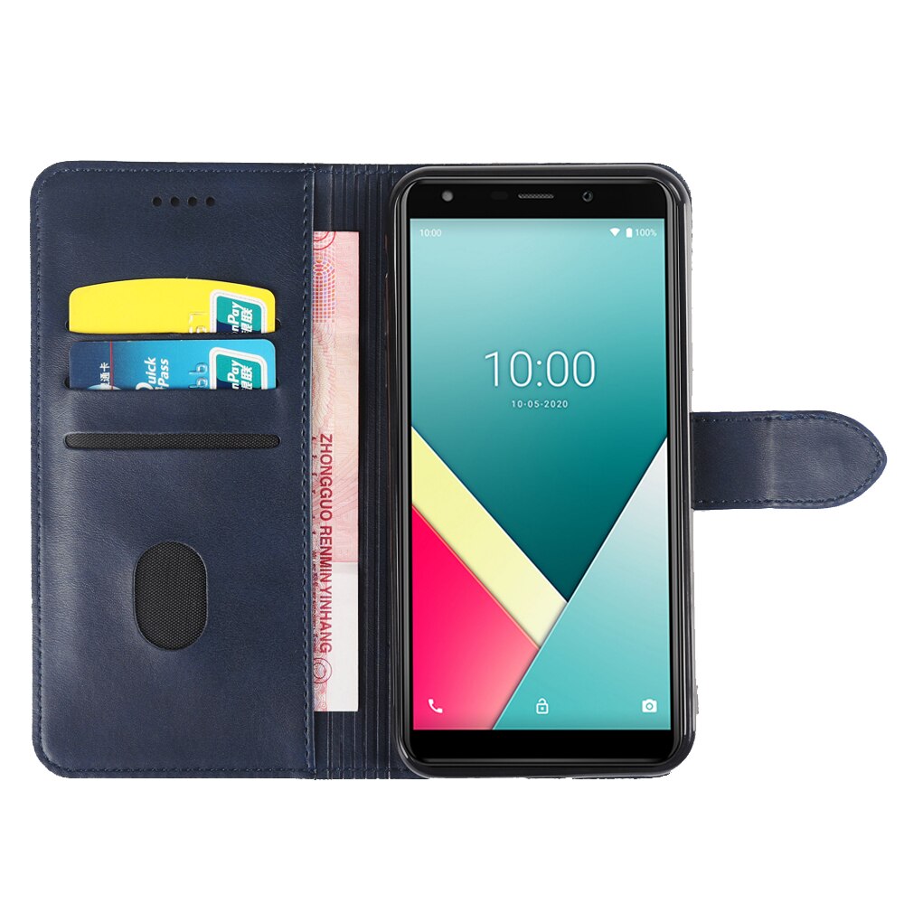 Para wiko y61 leve e à prova de choque capa protetora caso da aleta do telefone com id slot para cartão premium couro do plutônio resistente a riscos: Blue
