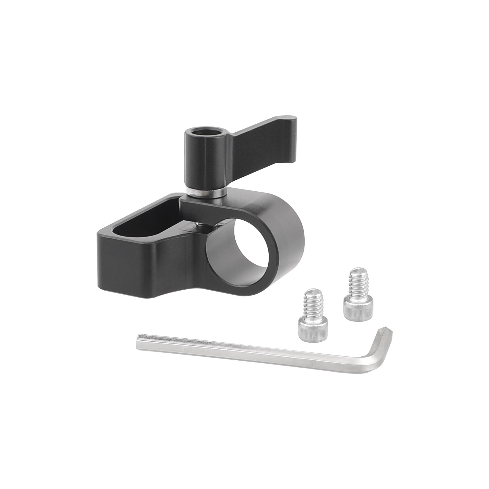 Kayulin Aluminum Quick Release Rod Mount Adjustable 15mm Rod Clamp Adap With 1/4"-20 Mounting Groove Black Knob for photo studio