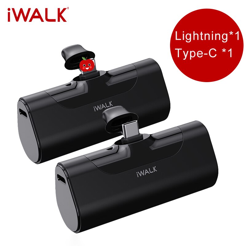 IWALK – Mini chargeur Portable de voyage, 4500mAh, Type C, mignon, Power Bank, pour téléphone Portable Xiami, Iphone: TRANSPARENT