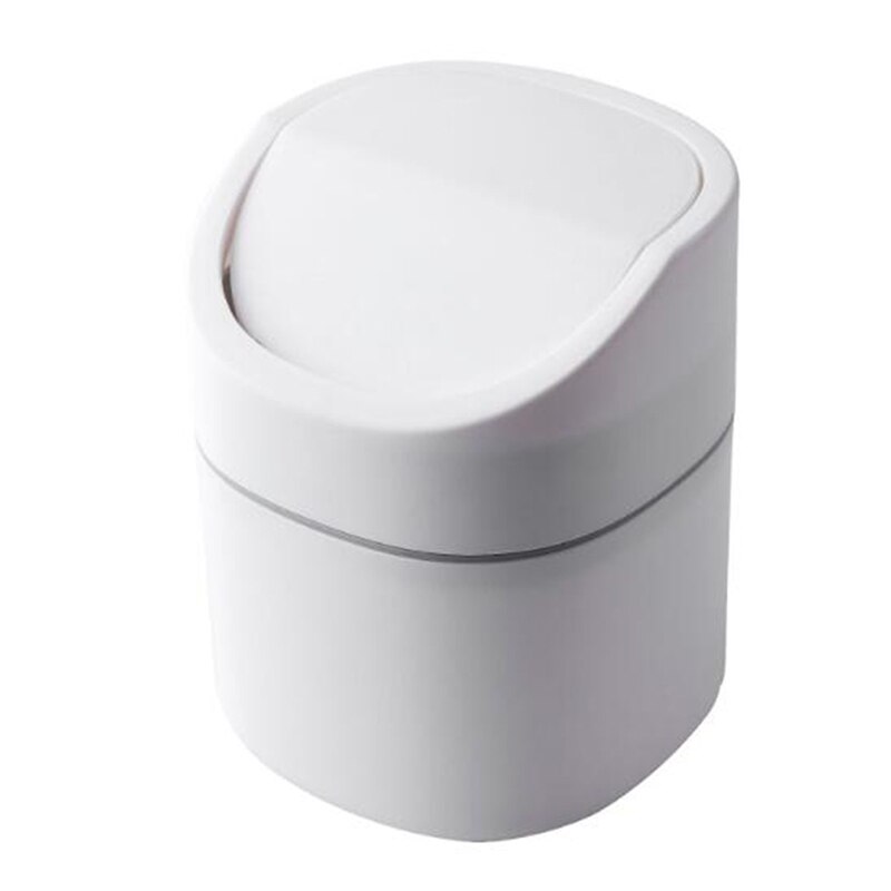 Mini Small Waste Bin Desktop Garbage Basket Home Table Plastic Office Supplies Trash Can Dustbin Sundries Barrel Box: Flip white