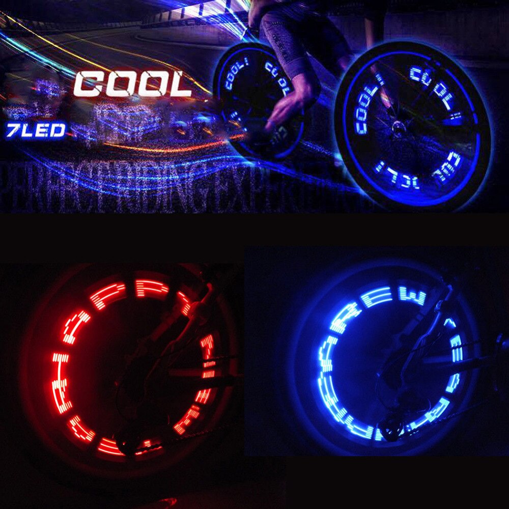 7 Led Flash Light Double-Side Fietswiel Spoke Led Verlichting Lampen Cyclus Tyre Wheel Valve Met Super heldere Brief Lde